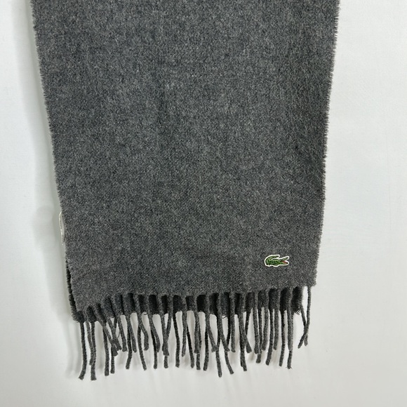 Lacoste Italy wool cashmere blend fringe logo scarf - 2 SMALL HOLES - Picture 2 of 8